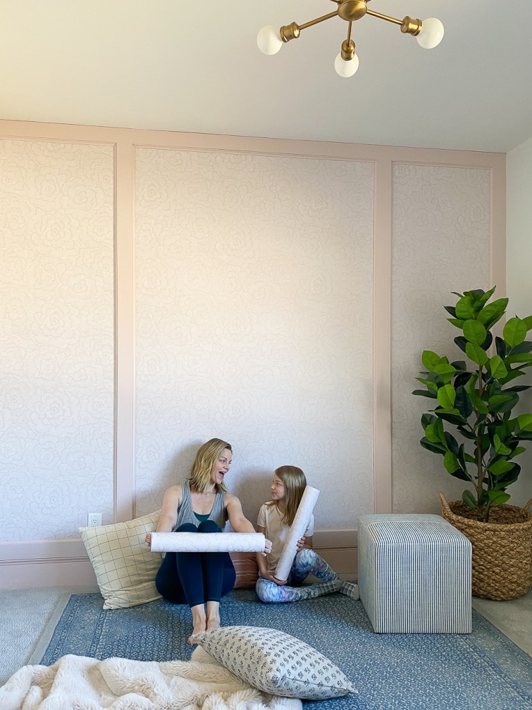Wallpaper feature wall in a finished Bridgeview-style interior
