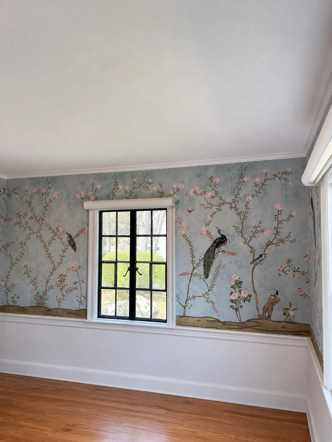 Floral wallpaper in a finished room
